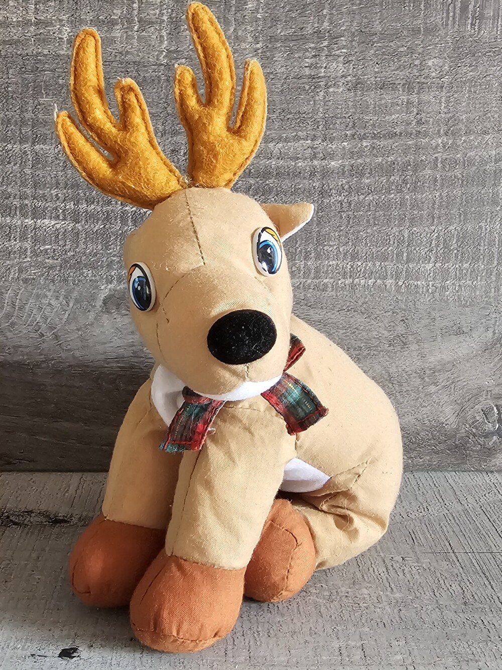 Miles Kimball Vtg Christmas Reindeer Stuffed Beanbag Doll Toy 7" Christmas Decor